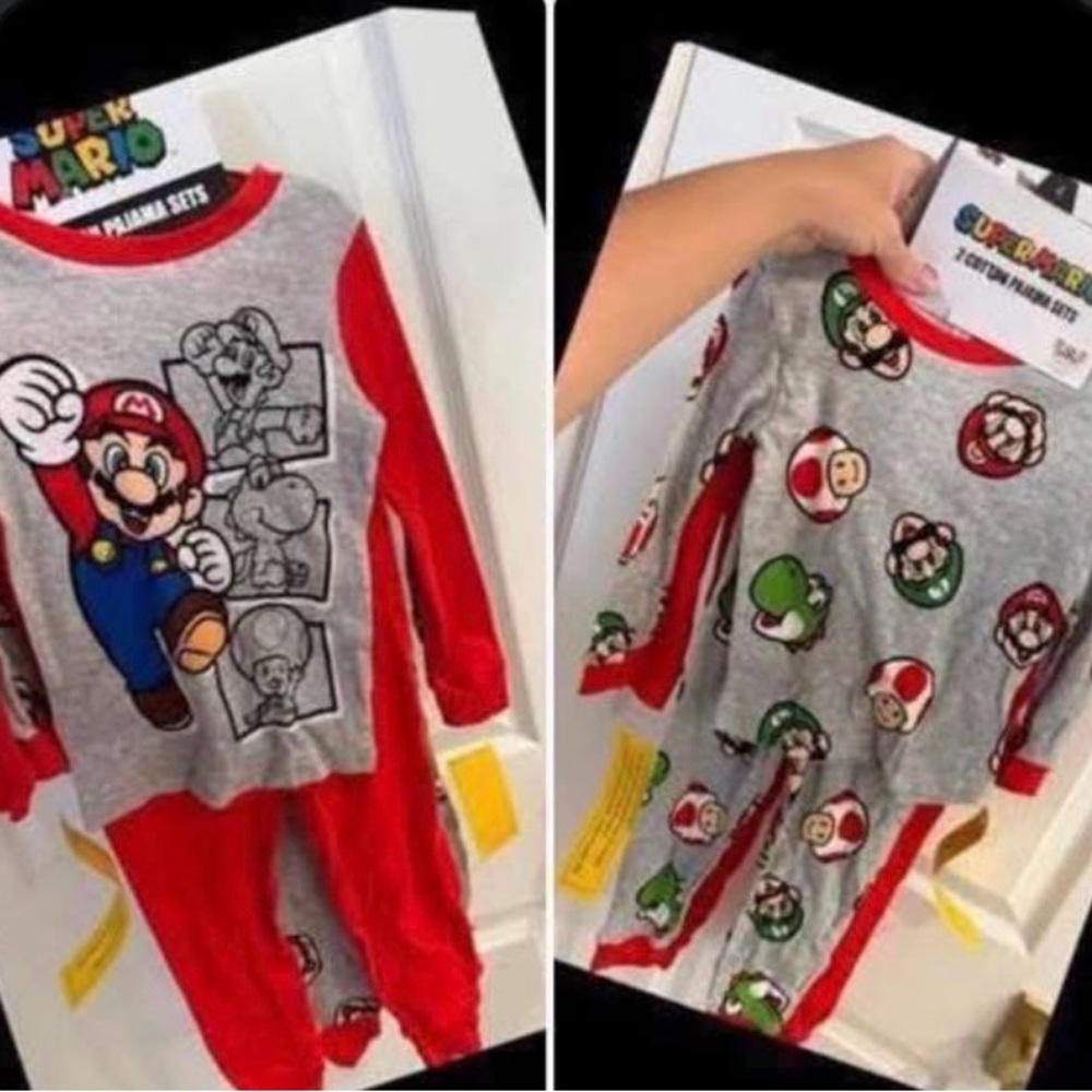 Nintendo Super Mario Red and Gray Kids Pajama Set